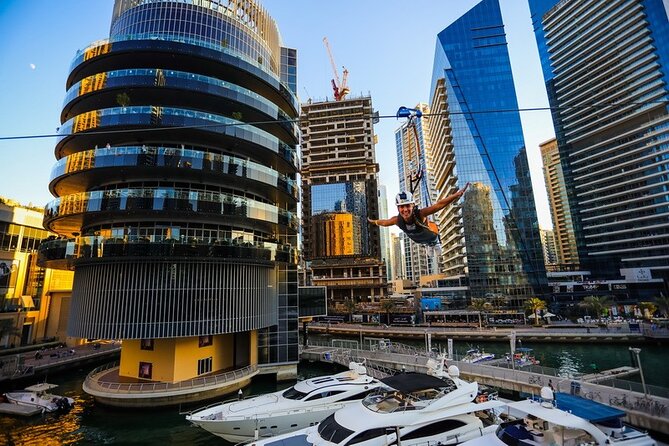 Xline Dubai Marina Zipline Experience With Transfers Option - Flying across Dubai Marina instead of looking up at it