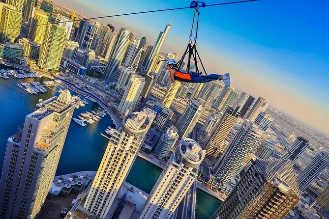 XLine Dubai Marina Zipline Ride with Transfers Options - Flying over Dubai Marina instead of seeing it from street level