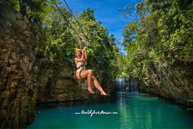 Xplor zip line park with transportation - Cave rafting and the 400-meter stalactite river