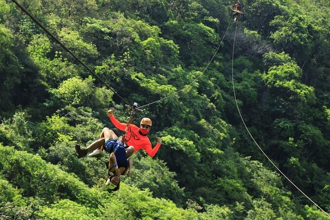 Zip Line, Mules Ride and Walk on the Hanging Bridge - Hiking to the river and cooling off after the final line