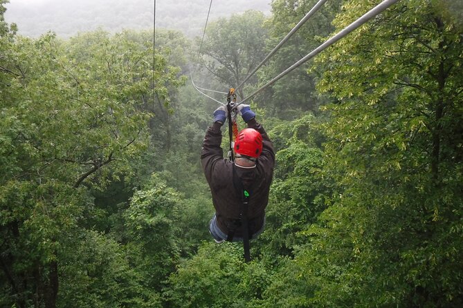 Zipline Adventure in Galena, Illinois - Crossing the 140-foot sky bridge