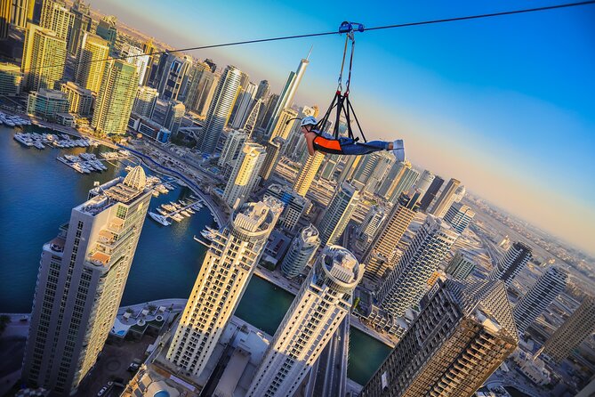 Zipline Experience in Dubai Marina with 1 Way optional Transfers - The 80 kph flight between Amwaj Towers and the marina mall