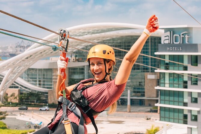 Zipline Sky Bull in Urban Environment in Toroverde urban park San Juan - The stair climb is part of the challenge